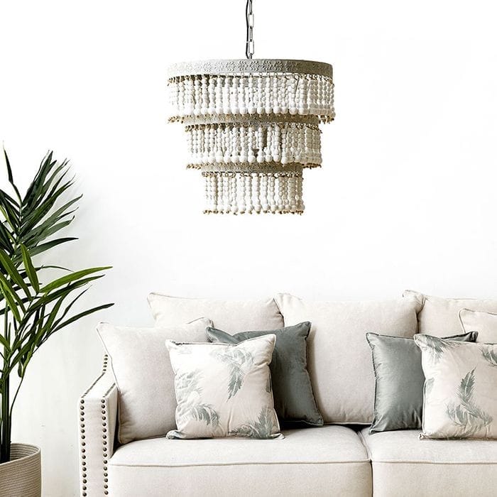 lampara cuentas madera