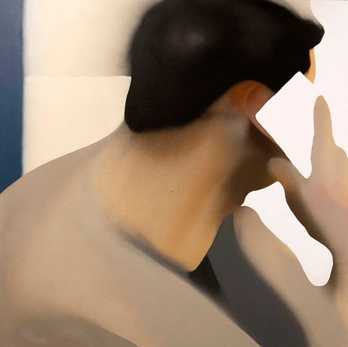 Arte Contemporáneo pintura impresionista hombre con móvil