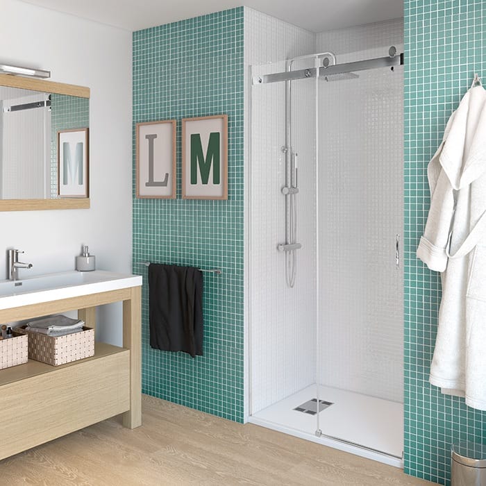 baño gresite turquesa