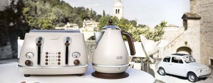 Cafetera y tostadora Icona Vintage DELONGHI para regalar en Navidad