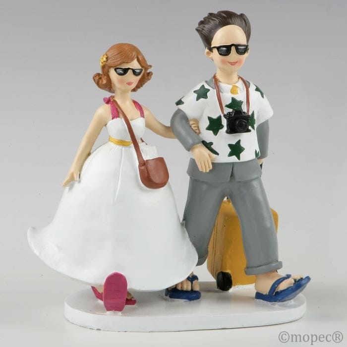 Figura para tarta de bodas de novios viajeros