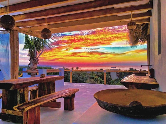 vistas atardecer en casa Alegria alojamiento Airbnb México