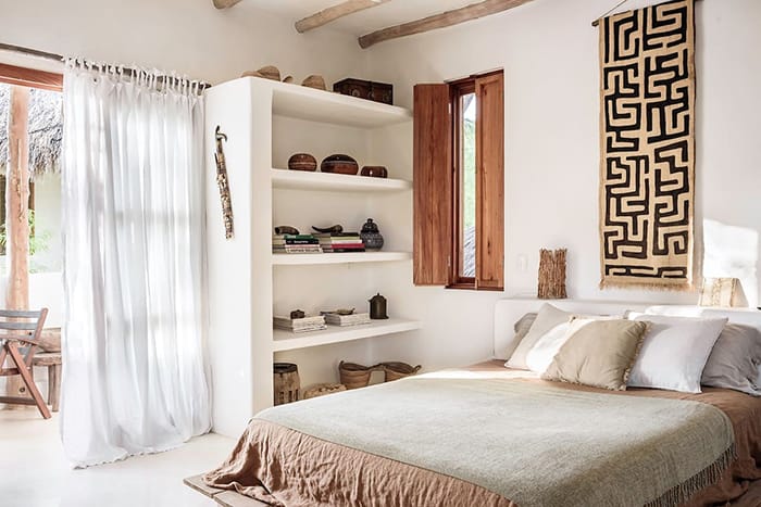 Habitación de matrimonio de diseño bohemio en Casa Impala Holbox, alojamiento de Airbnb en México