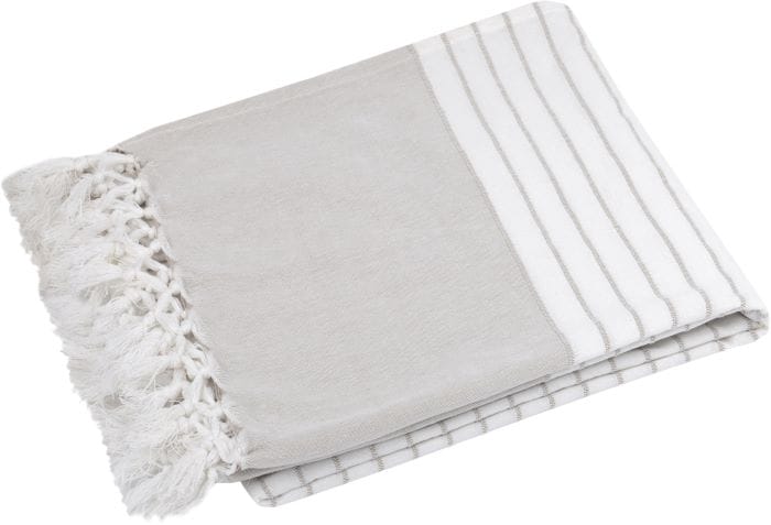 manta con flecos color greige westwing