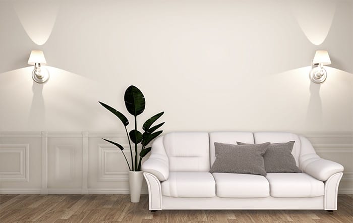 salón con iluminación artificial pared