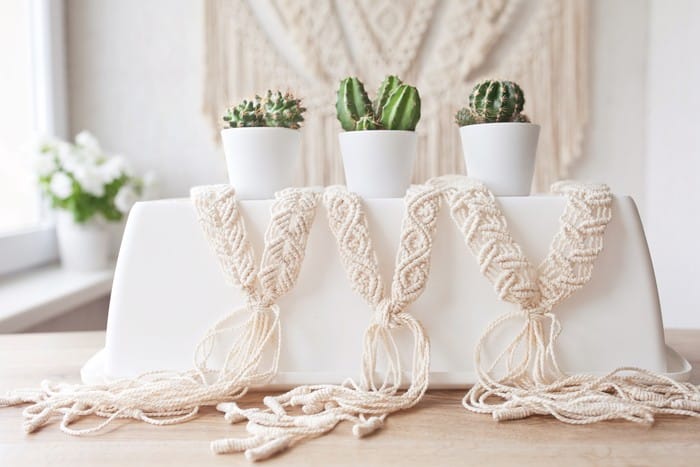 macramé personalizado hecho a mano para decoración cactus