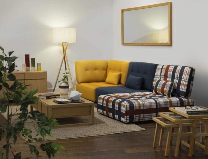 sofá rinconero en varios tonos de color de Habitat