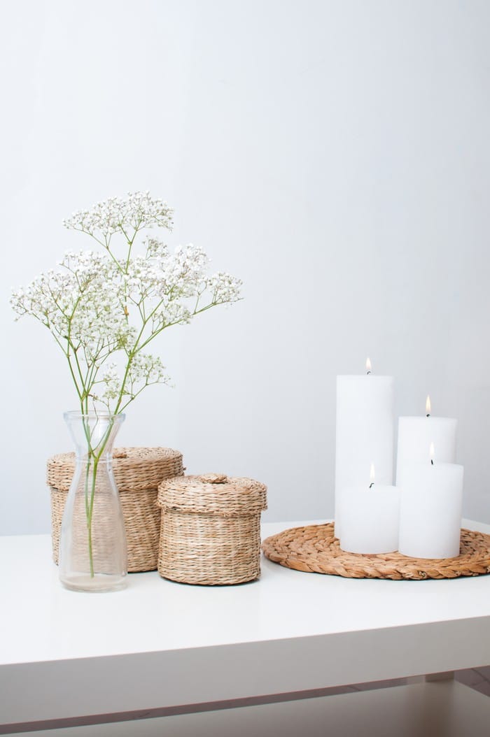 ejemplo regla de tres con velas y almacenaje de mimbre