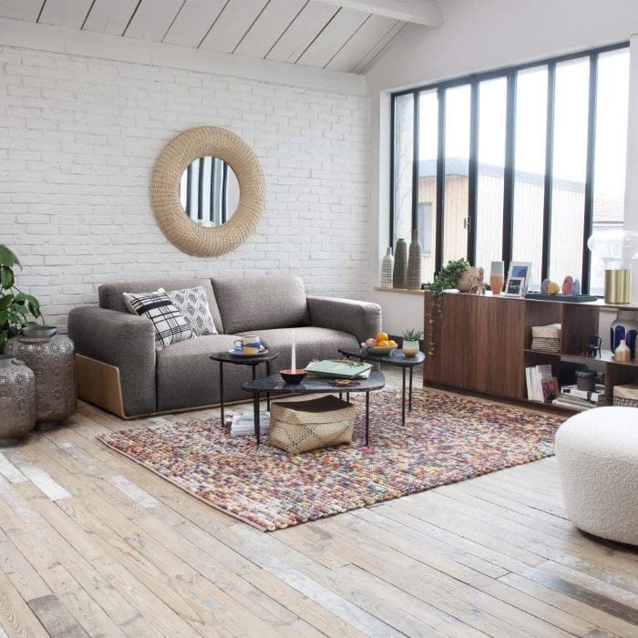 Sofá cama de 3 plazas de tela gris