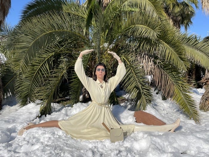 artista nieve palmera fotografia