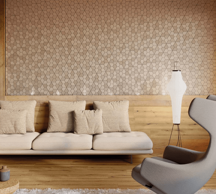 Salón con suelo laminado de la serie Home