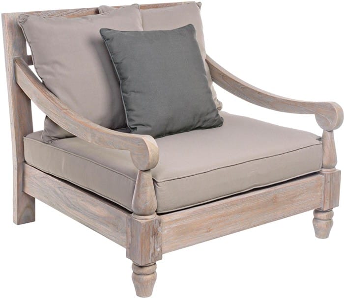 madera sillon beige gris cojin