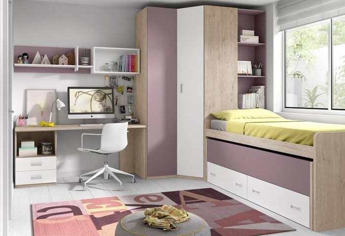 habitación decoracion juvenil tonos claros