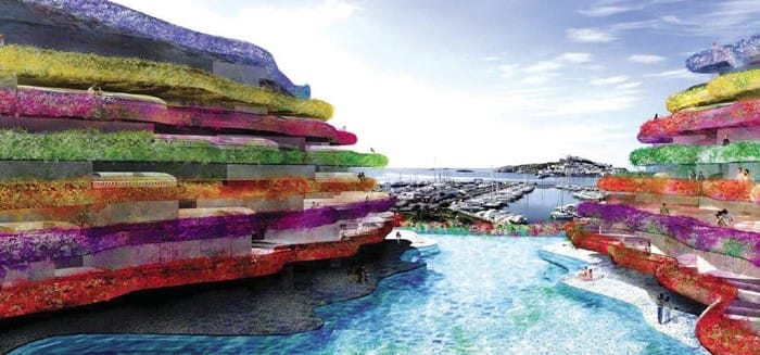 piscina muelle balcones colores