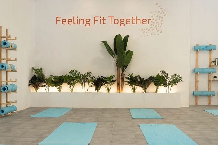 gimnasio con esterillas para empezar una clase