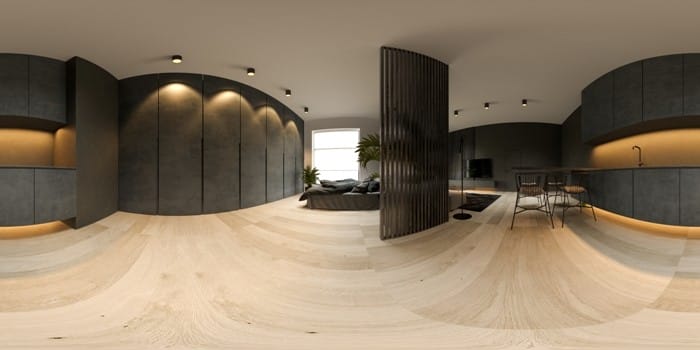 La arquitectura 360 grados ofrece hasta vista panorámica del proyecto