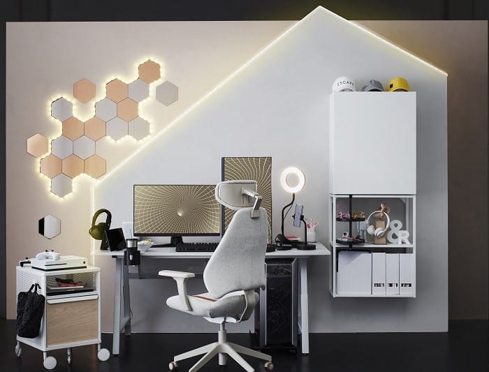 habitación con zona gaming de Ikea