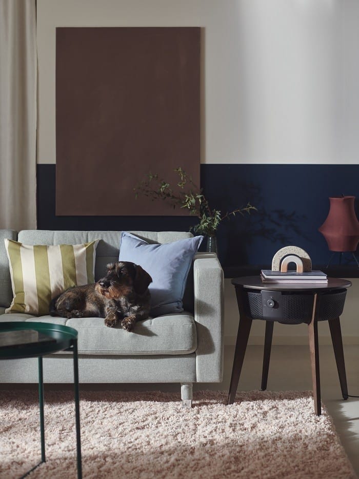 comedor con sofá y un artículo de climatización
