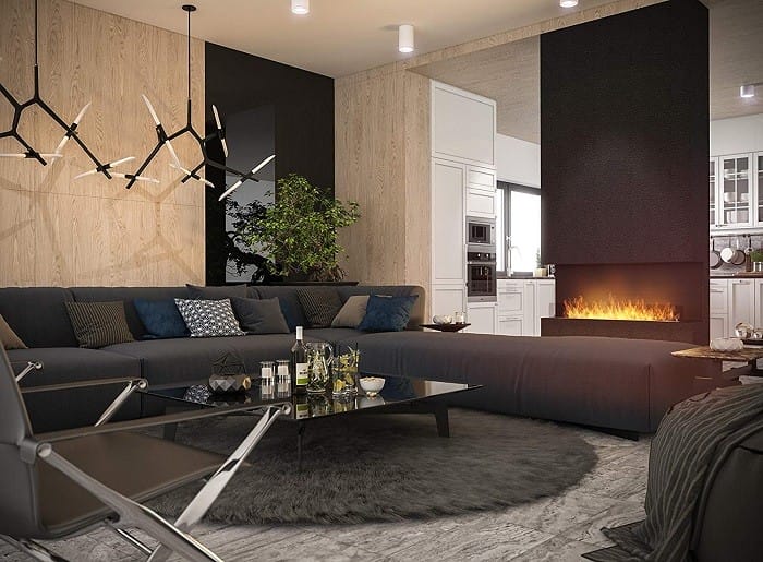 chimenea de bioetanol decorativa en un hogar