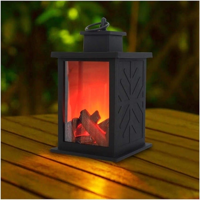 chimenea exterior en forma de linterna para mesa LED