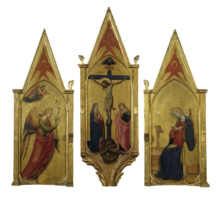 El ángel de la anunciación, La crucifixión con la Virgen y san Juan, La Virgen de la anunciación, hacia 1430