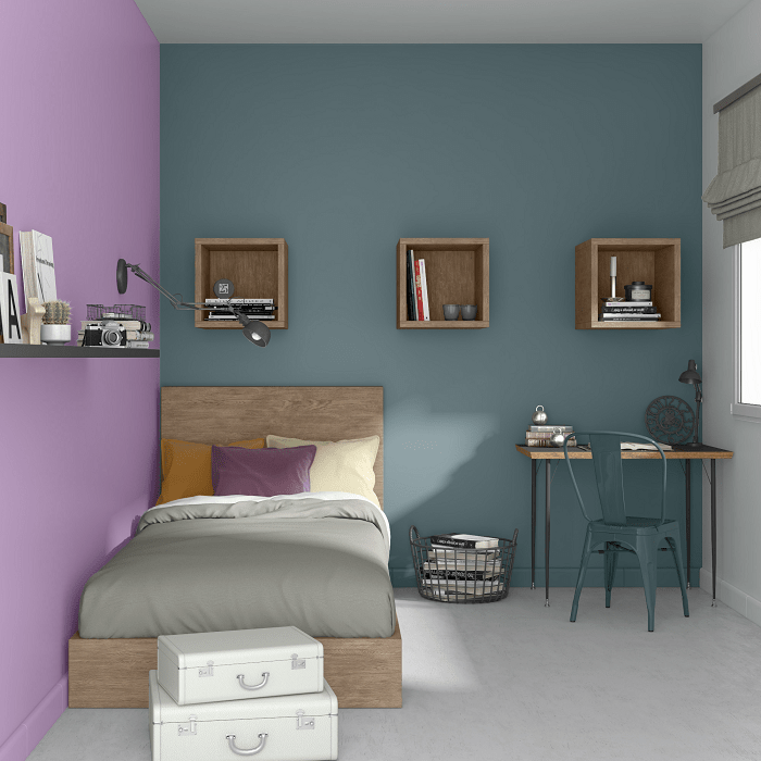 Habitación con paredes de dos colores