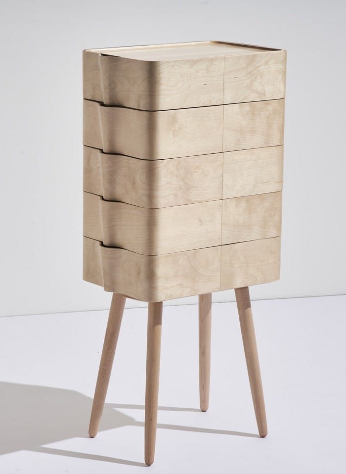 Mesita auxiliar con cajones de madera