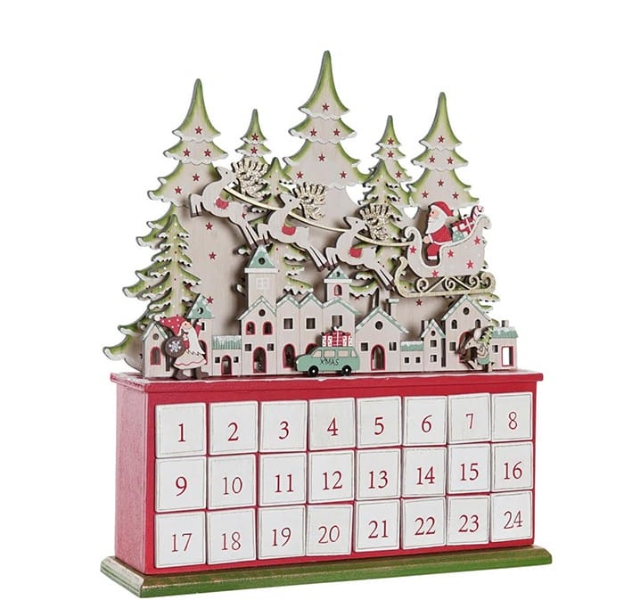 calendario de adviento rectangular con detalles navideños