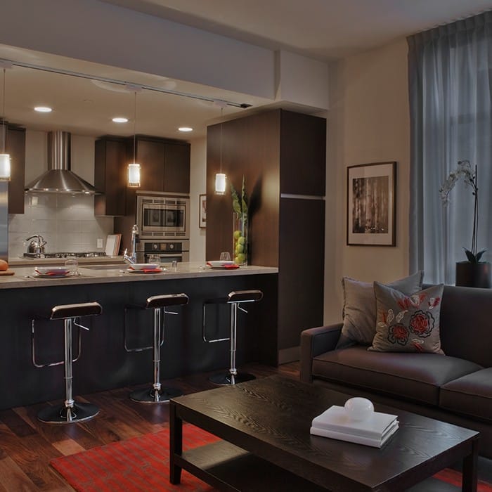 salon abierto a la cocina