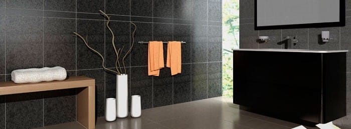 cuarto de baño con mobiliario en negro