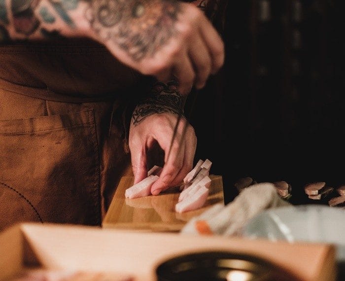 palillos cocina pescado corte