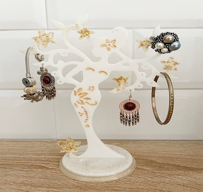 arbol ramas joyas pendientes anillos