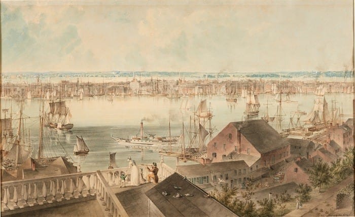 John William Hill, Vista de Nueva York desde Brooklyn Heights, hacia 1836. Colección Carmen Thyssen