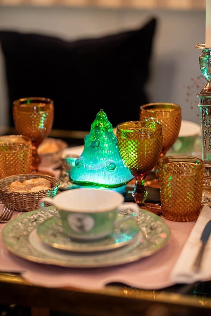 decoración navideña con árbol de navidad para la mesa