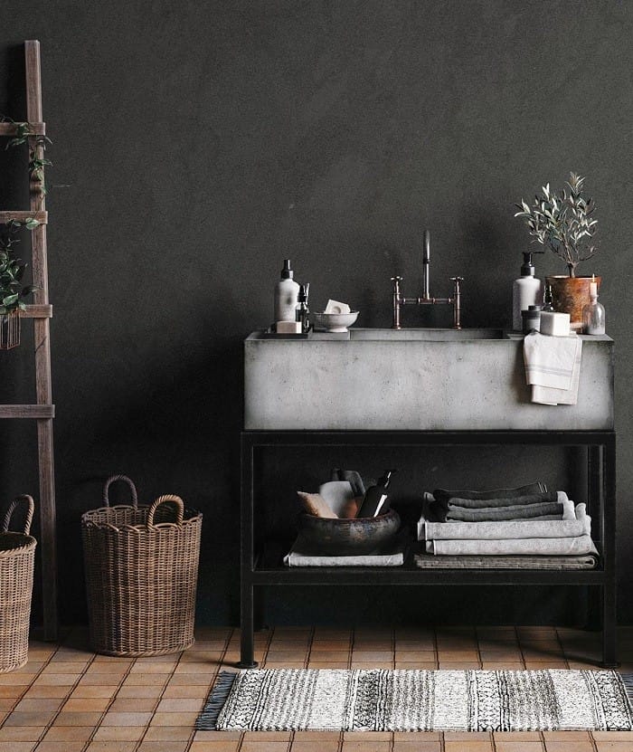 Baño con un suelo de microcemento