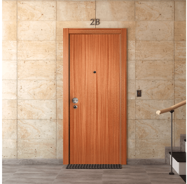 Puerta de entrada de madera blindada y lisa de Leroy Merlin