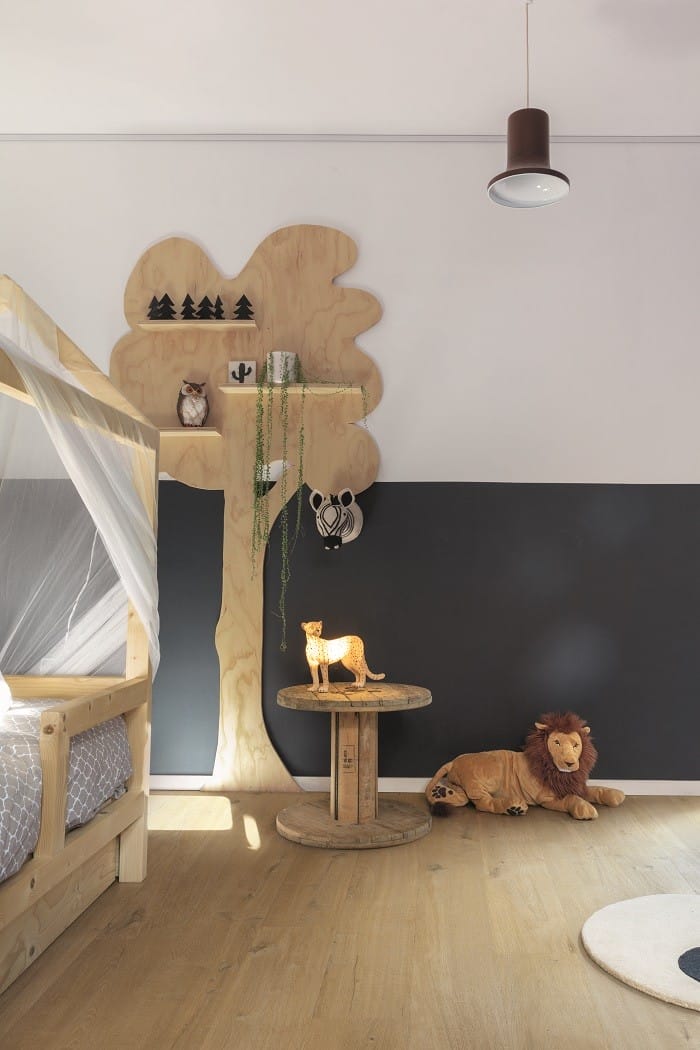 suelo para habitación infantil con estilo industrial o minimalista