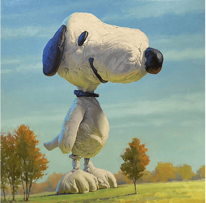 Perro en otoño, arte contemporáneo