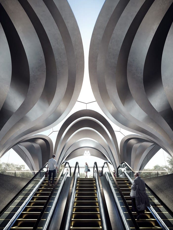 Interior de estación de metro en Dnipro