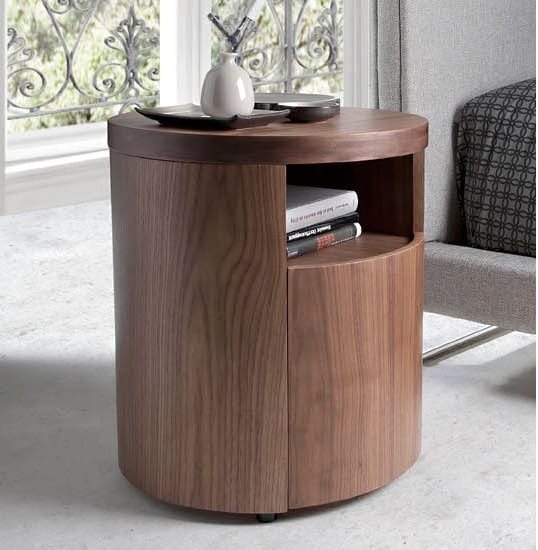 Mesa de noche curva de madera