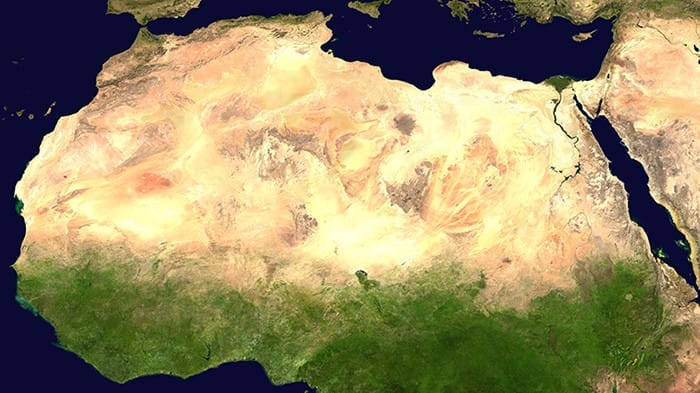 Vista satélite del Sahara