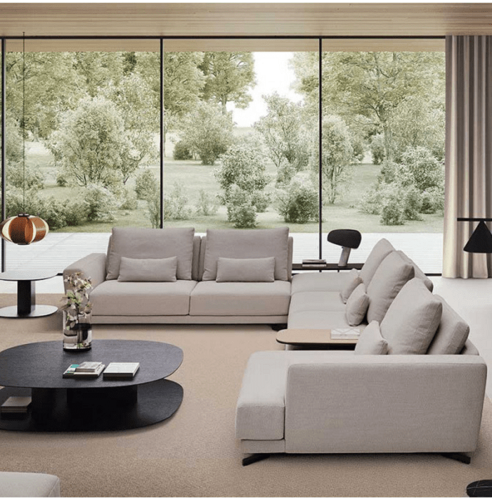 dos sofás estilo deslizantes en el salón