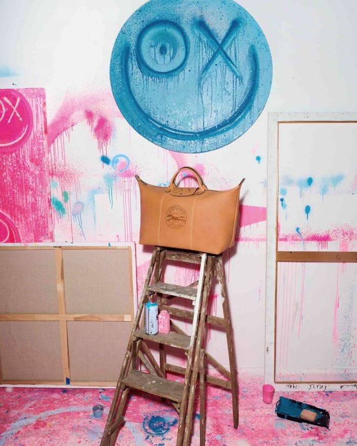bolso de cuero Longchamp y grafitero André