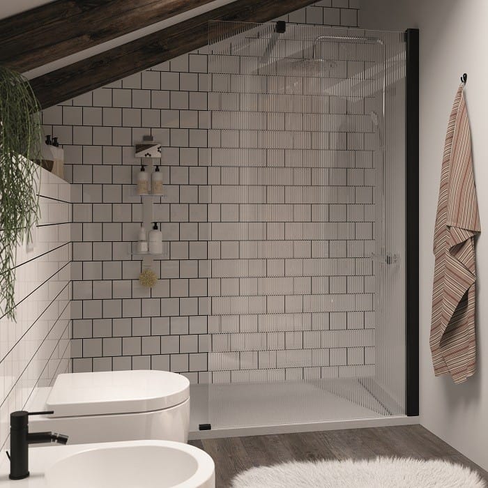 baño rústico con panel de ducha