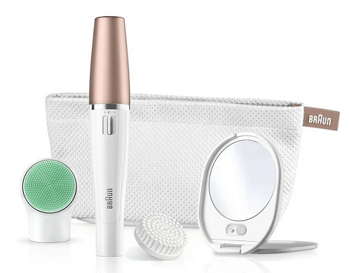 depiladora facial con varios accesorios