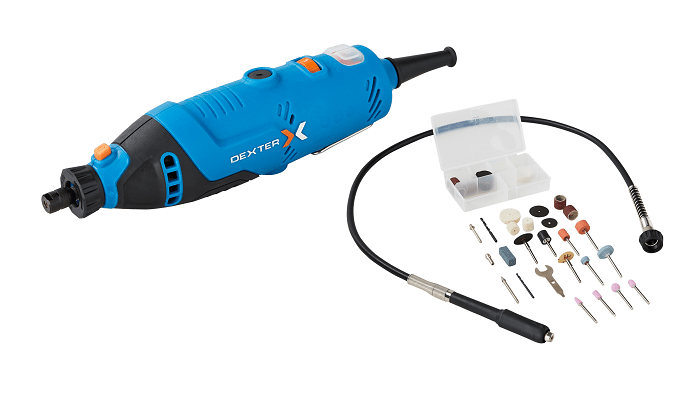 mini herramienta azul con accesorios