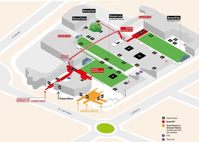 mapa del Festival Sónar de noche 2022