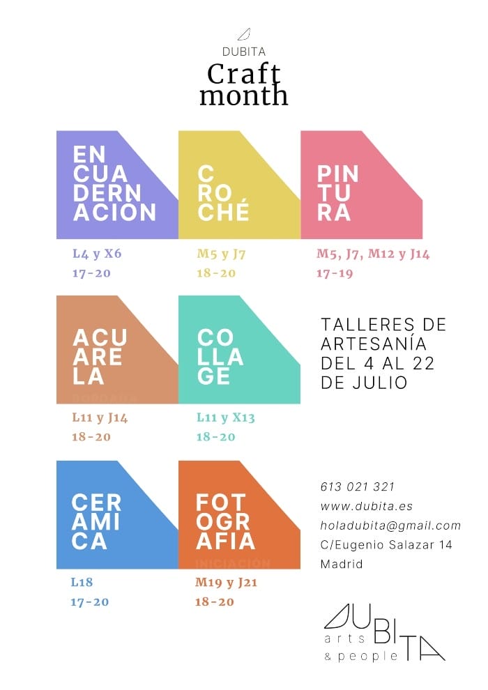 Dubita Craft Month llega con sus talleres para refrescarte el mes de julio 