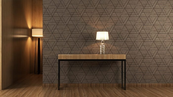 Entrada hall con panel acústico en pared