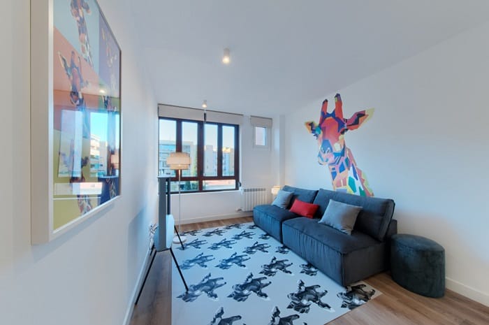salón moderno para coliving